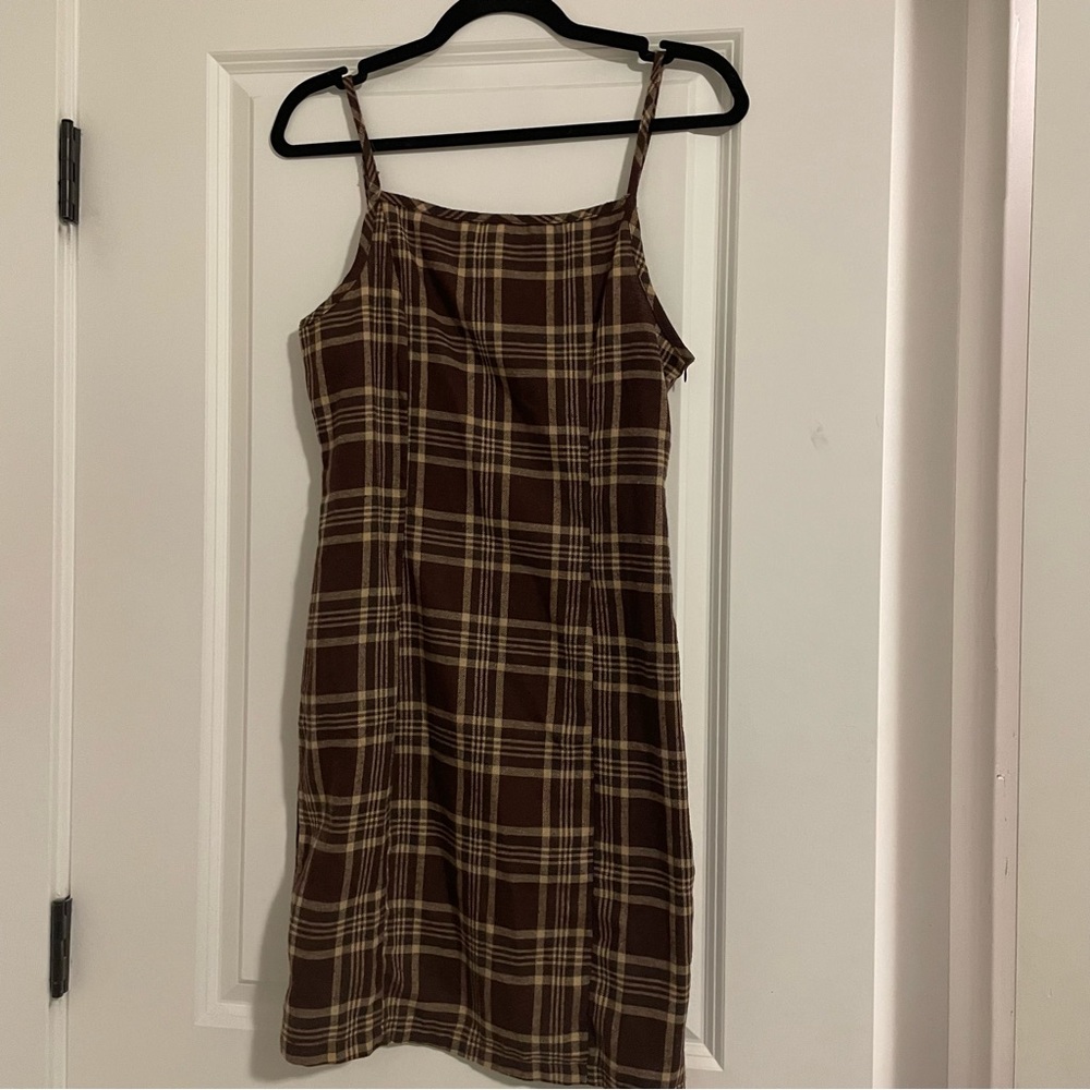 SHEIN brown plaid cami bodycon dress